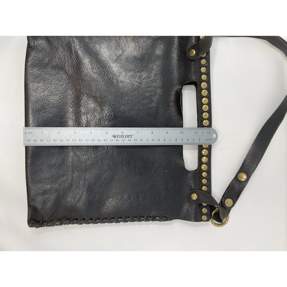 Paolo Angelucci Leather Black Brass Hardwear Studded Tote Bag Retail $400.00 - Picture 14 of 16
